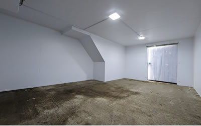 Meat cold room fitted around the staircase